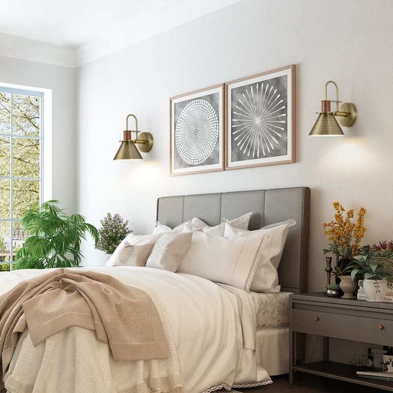 Modern 1-Light Bedroom Cone Metal Wall Sconce