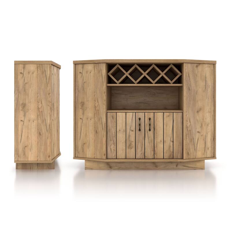 DH BASIC Light Oak Country 4-bottle Lattice Wine Cabinet by Denhour