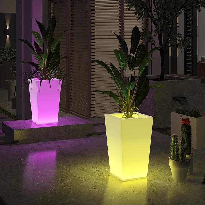 Mixoy Changing Colors LED Lighting Flower Pot,Rechargeable Light Up Cordless Outdoor Furniture for Party,Ambiance LED Furniture
