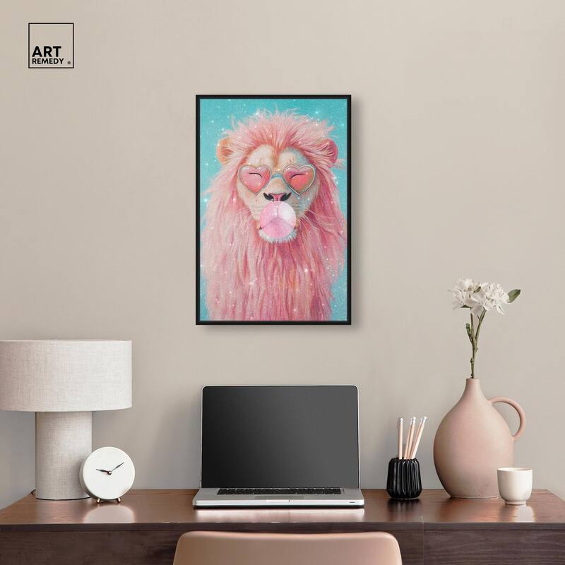 Pastel Lion Bubblegum Canvas by Art Remedy