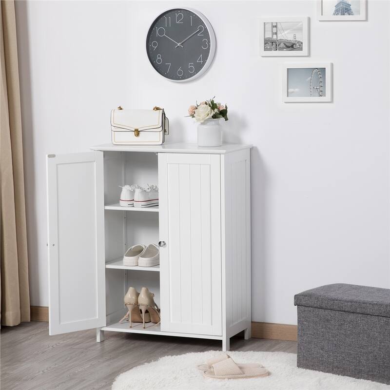 Yaheetech Floor Cabinet with 2 Doors, 2 Adjustable Shelves - White