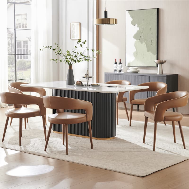 Modern Fort PU Leather Upholstered Dining Chair (Set of 6)