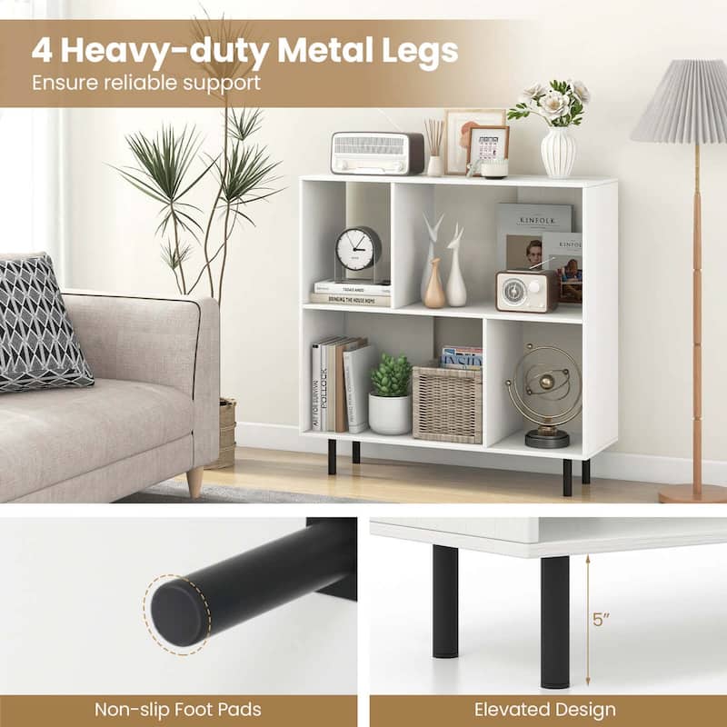 Costway Open Shelf Bookcase Mid Century Modern Cube Bookshelf with 4 - See Details