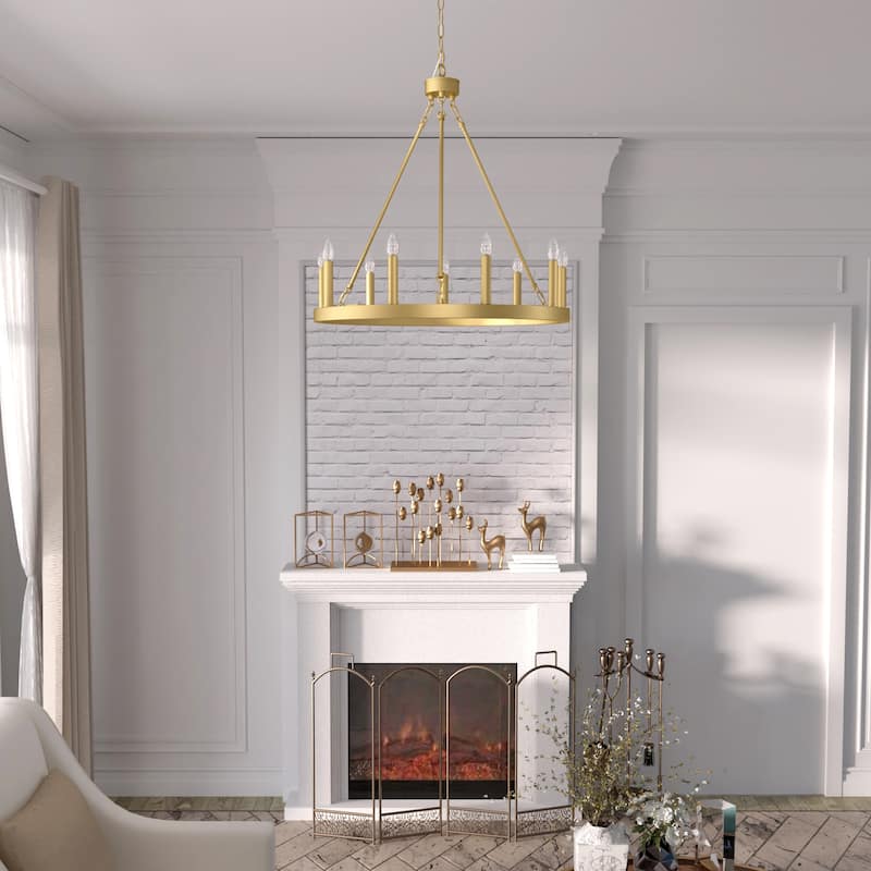 Acroma 9-light Modern Farmhouse Wagon Wheel Chandelier for Dining room - 24 inches