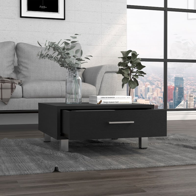 Coffee Table for Living Room, One Drawer, Black Wengue Finish