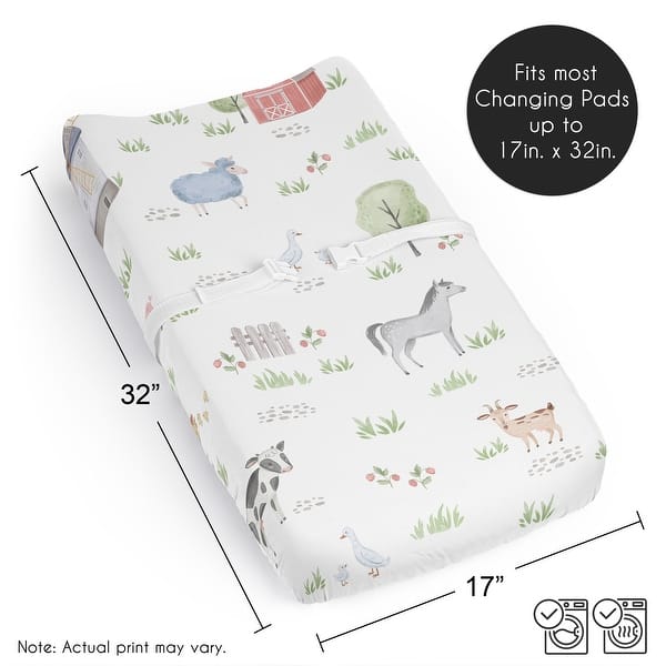 Sweet Jojo Designs Farm Animals Boy Girl Gender Neutral Changing Pad Cover Sheet Watercolor Farmhouse Barn Horse Cow Sheep Pig