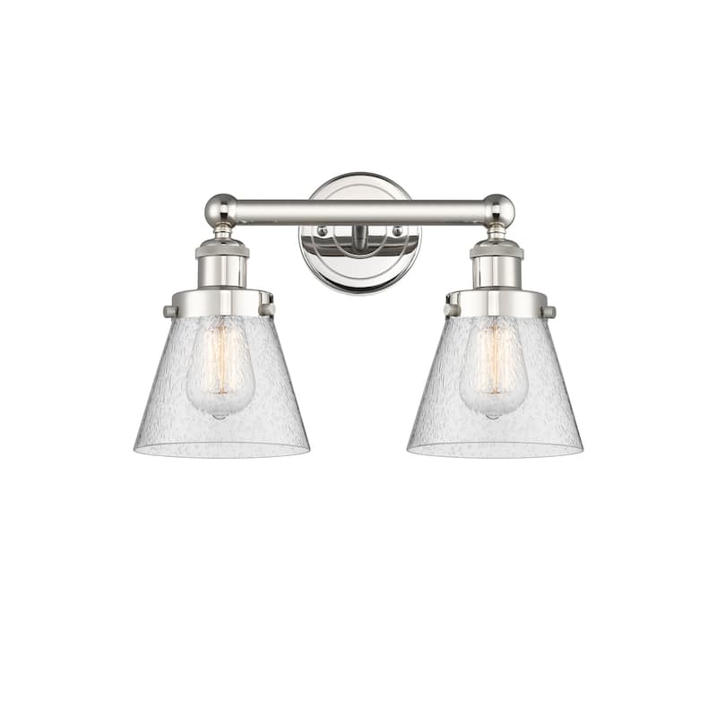 Innovations Lighting 616-2W-10-16 Cone Vanity Cone 2 Light 16" Wide - Polished Nickel / Seedy