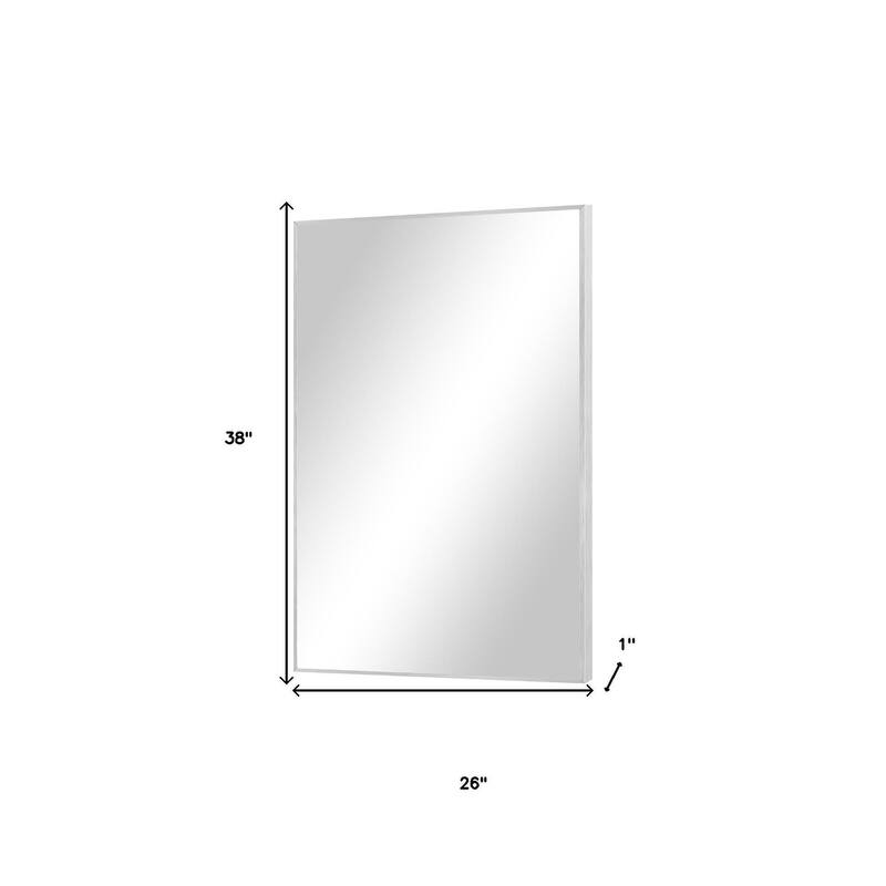HomeRoots 38" Silver Aluminum Framed Bathroom Vanity Mirror - 26.00 in. x 38.00 in. x 1.00 in.