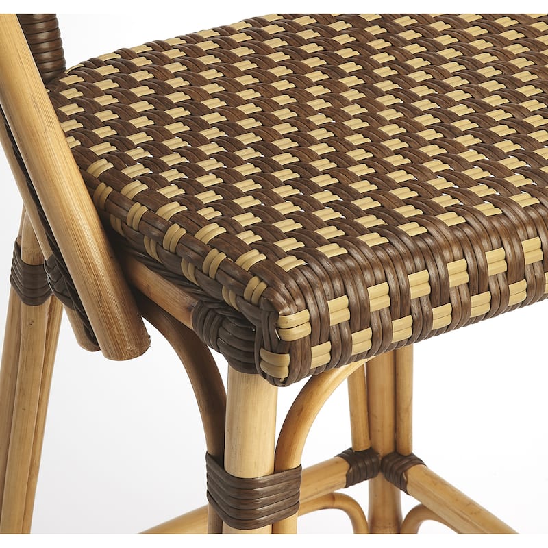 Lila Rattan 28 in. Seat Height Bar Stool with Back and Footrest