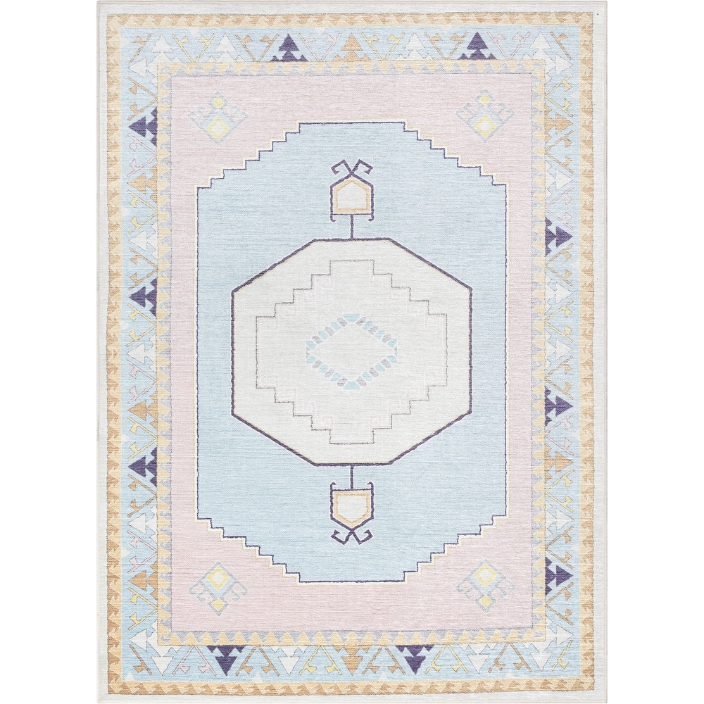 Well Woven Kids Rugs Ethnic Soft Medallion Machine Washable Area Rug