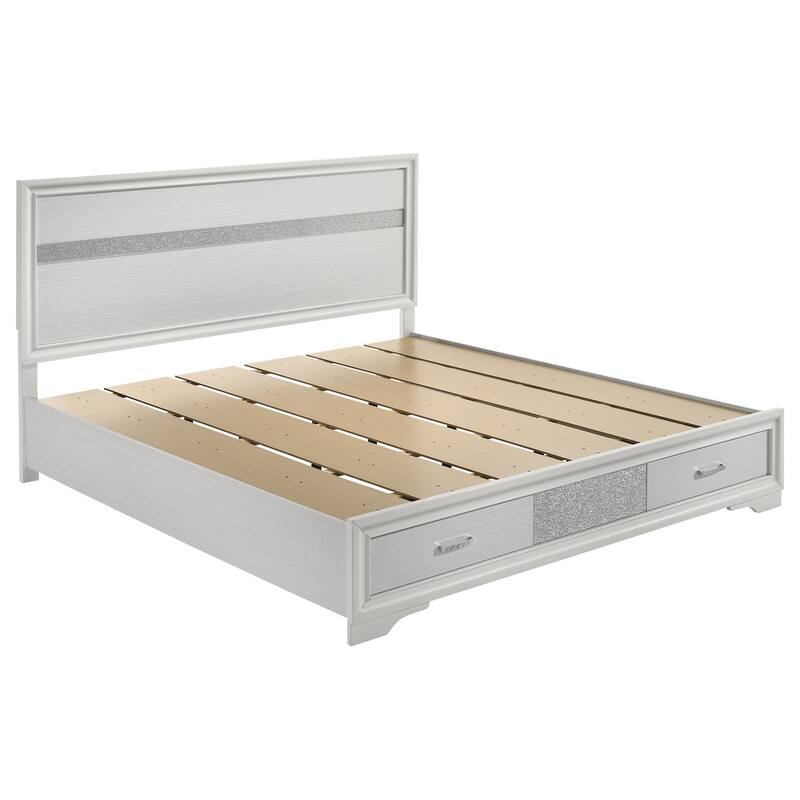 Eastern King Storage Bed with 2 Dovetail Drawers, White Finish, Spacious Storage, Stylish and Practical
