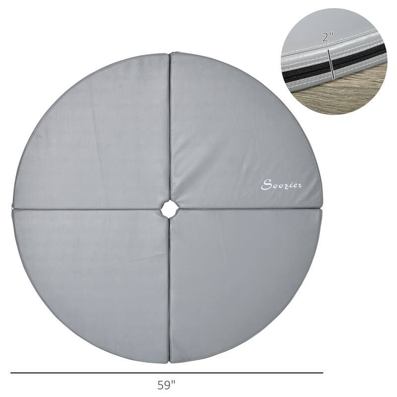 Soozier 2" T x 5' W Round Folding Portable Pole Dance Crash Mat - Light Gray