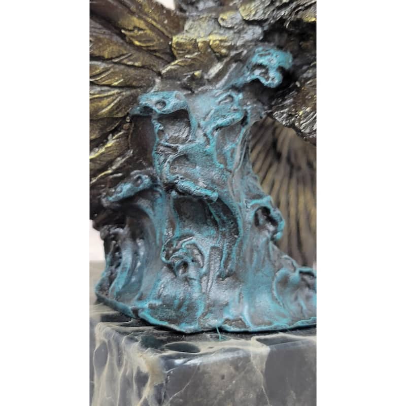 Art Deco Multi Color Patina American Bald Eagle Clic Bronze Statue Artwork