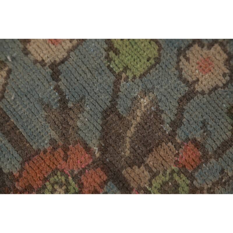 Light Blue Medallion Tabriz Persian Vintage Rug Handmade Wool Carpet - 9'2" x 12'5"