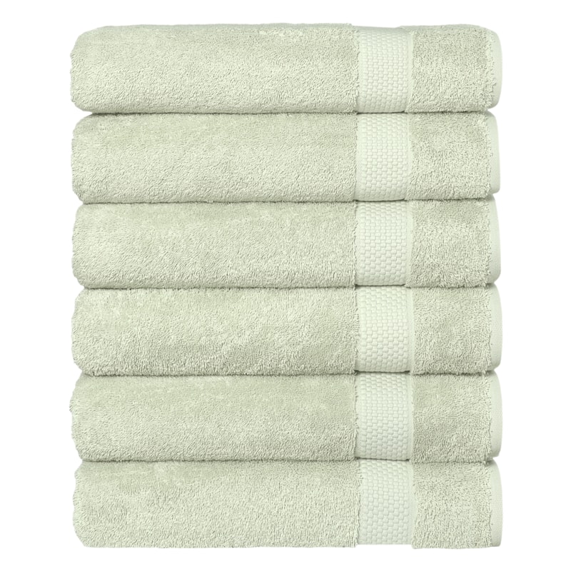 Authentic Hotel and Spa 100 percent Aeagean Long Staple Turkish Cotton STARLIGHT Terry Bath Towels (Set of 6) - Sea Green