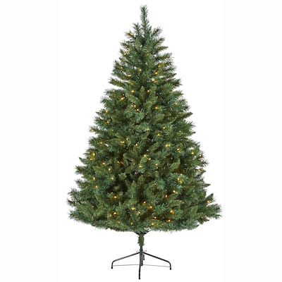 6' Rocky Mountain Mixed Pine Christmas Tree with 300 LED Lights - Green