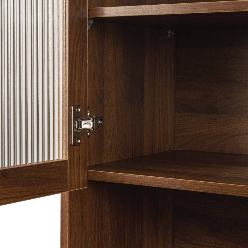 70.87" Tall Kitchen Pantry Cabinet with 4-Tier Side Shelf and 2 Drawers