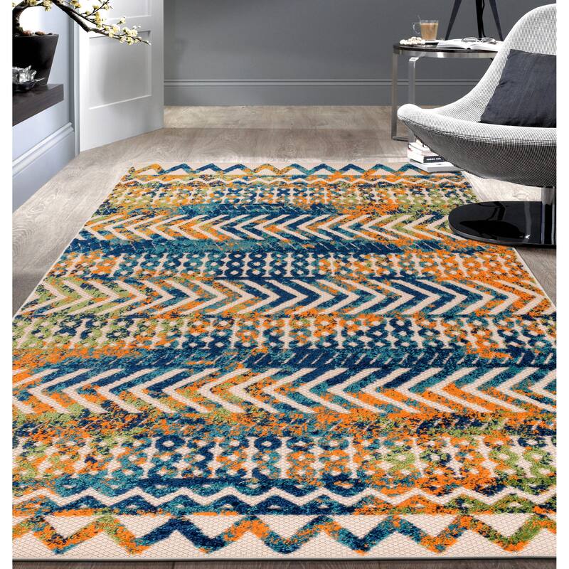 World Rug Gallery Turin Modern Geometric Bohemian Indoor/Outdoor Area Rug