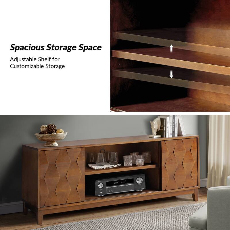 August Modern Media Console TV Stand with 2 Drawers and Sliding Doors for TVs up to 78" by HULALA HOME