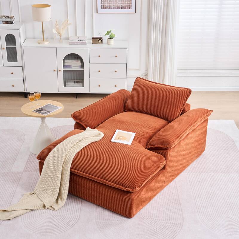 Oversized Single Chaise Lounge Sofa Armchair for Living Room, Corduroy Upholstered Accent Reading Chair Lounge Chair