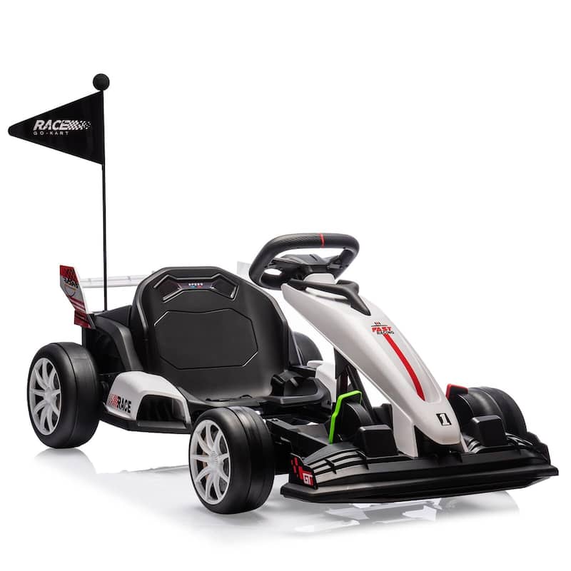 24V Electric Drift Kart for Kids - White