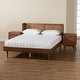 preview thumbnail 9 of 13, Rina Mid-Century Modern Ash Walnut Finished Wood 3-Piece/ 4-Piece Bedroom Set with Synthetic Rattan(Multiple Bed Sizes)