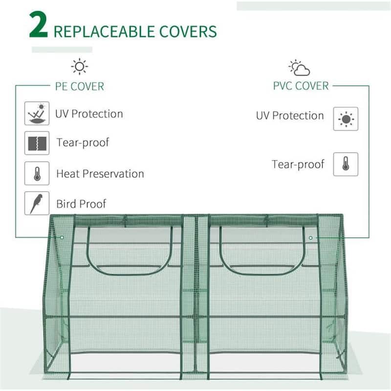 Portable Garden Greenhouse With Steel Frame And 2 Roll Up Windows