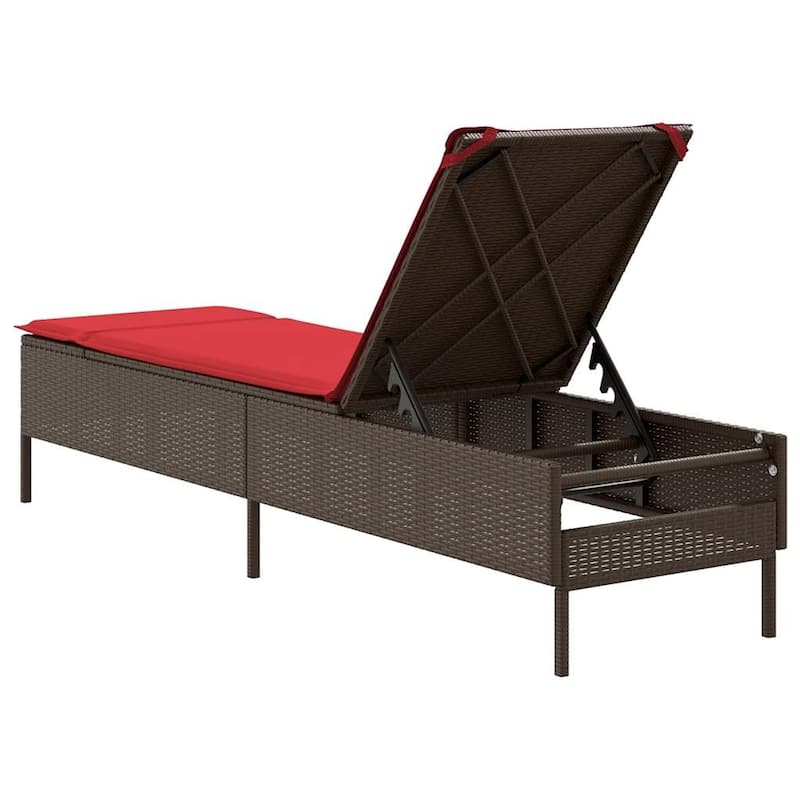 vidaXL Sun Lounger with Cushion Chaise Lounge Poly Rattan Brown/Gray/Black - 21.7 x 78 x 38.2