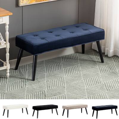 Kipp Velvet Upholstered Button Tufted Bench Ottoman