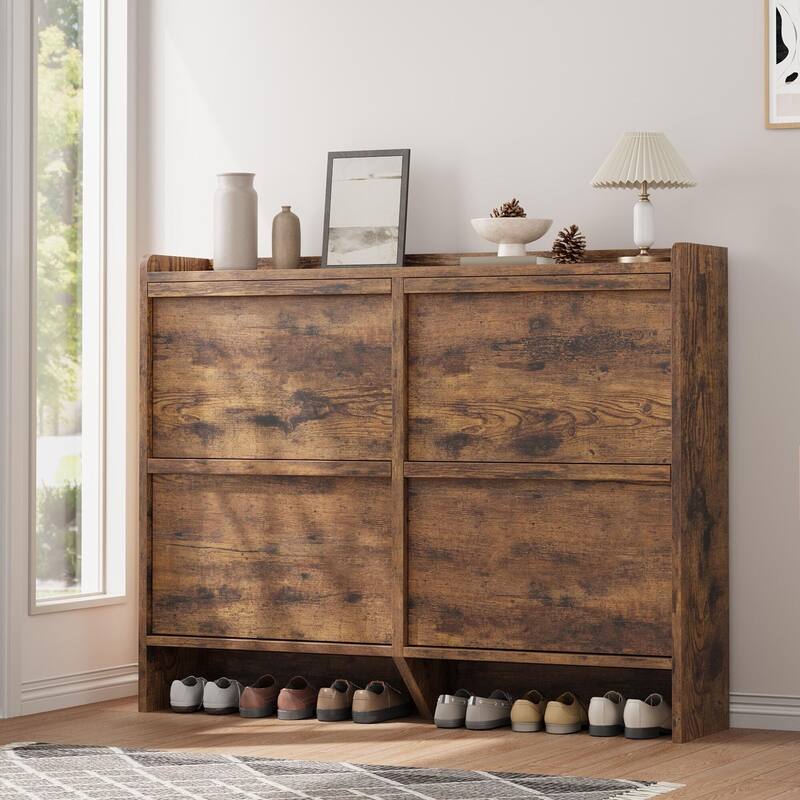 Drawer Wooden Shoe Cabinet with Adjustable Shelves