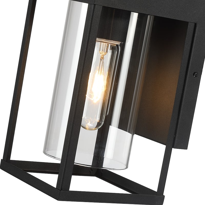 2-Pack Outdoor Black Exterior Wall Lantern Sconce Light with Clear Glass - 9"H