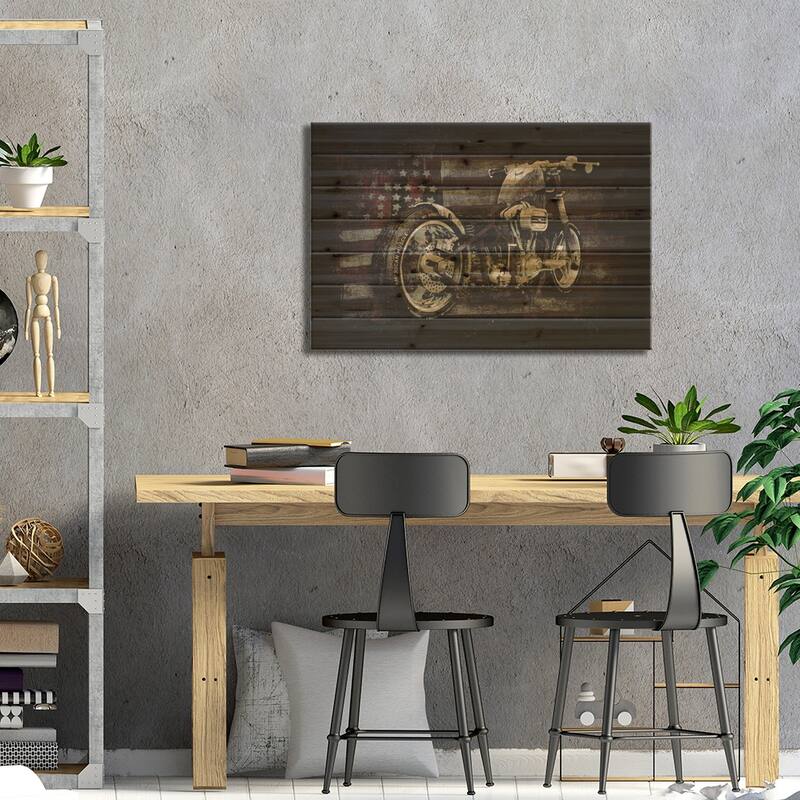 American Muscle: Motorcycle II Print On Wood by 33 Broken Bones - Multi-Color