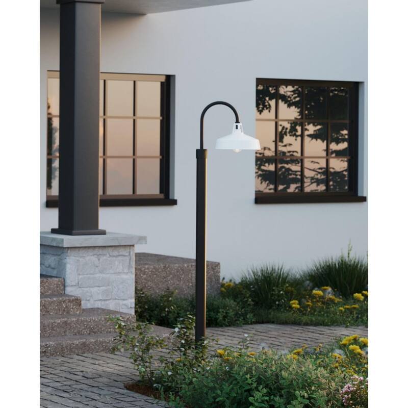 Cedar Springs Collection One-Light White Metal Shade Farmhouse Outdoor Post Lantern - 13.25 in x 18.5 in x 17 in
