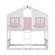 preview thumbnail 11 of 22, Artsy Twin over Twin Wood House Roof Bunk Bed with Roof, Window Box, Door, Safety Guardrails and Ladder