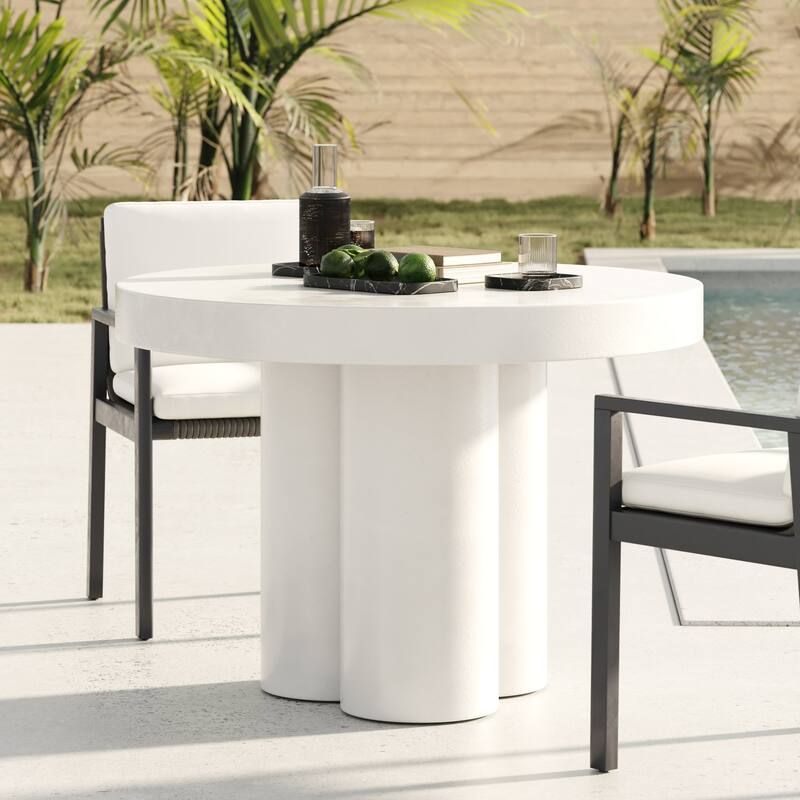 Modrest Bruni Modern White Concrete Round Dining Table