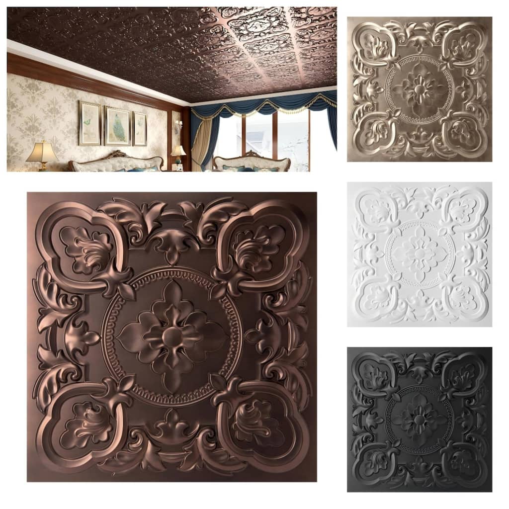 Atr3d 12 Pack 24"x24" 3D Wall Panel Ceiling Tiles Cover 48 Sq.Ft. for Home Decor