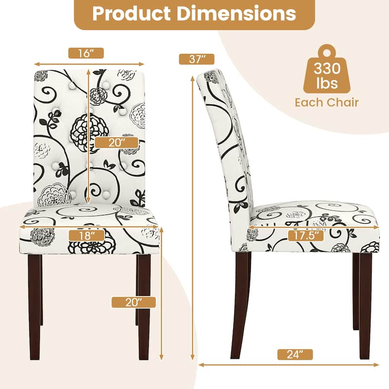 Gymax Wooden Dining Chair Set of 4 w/Rubber Wood Legs Padded Seat S