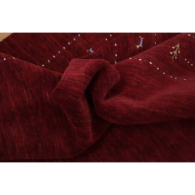 Hand Knotted Oriental 100% Wool Carpet Tribal Animal Pictorial Red Gabbeh Area Rug - 8' 0'' X 8' 2''