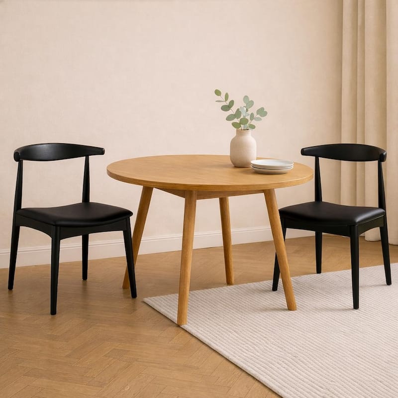 Set of 2 Contemporary Farmhouse Real Solid Wood Cushion Seat Dining Chairs Desk Elbow Side Chairfor Living Room Bedroom Kitchen