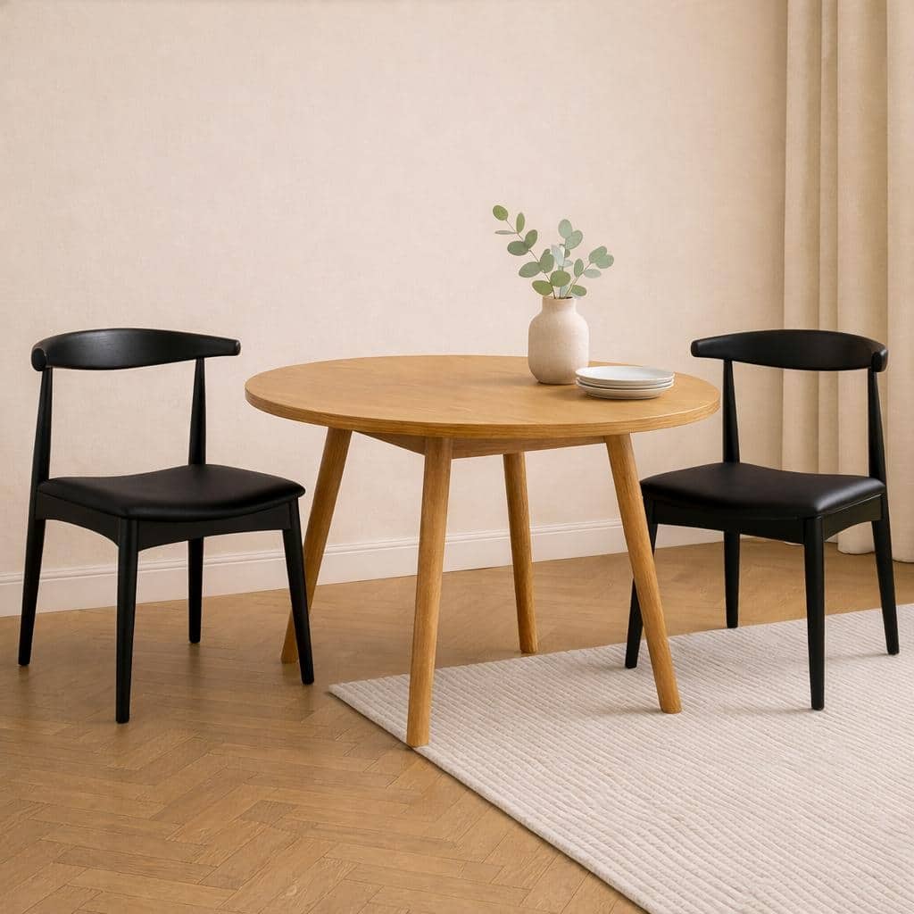 Set of 2 Contemporary Farmhouse Real Solid Wood Cushion Seat Dining Chairs Desk Elbow Side Chairfor Living Room Bedroom Kitchen