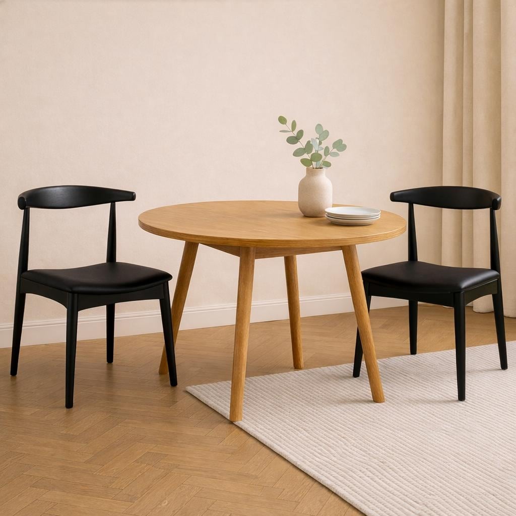 Set of 2 Contemporary Farmhouse Real Solid Wood Cushion Seat Dining Chairs Desk Elbow Side Chairfor Living Room Bedroom Kitchen