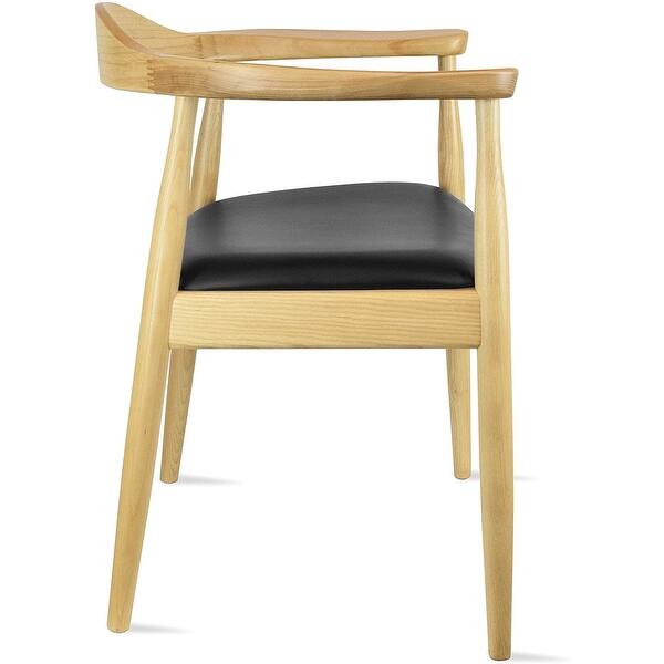 2xhome Natural Solid Real Oak Wood Pu Leather Cushion Seat Kennedy Chair Armchair Dining Hans Wegner Style Overstock 16692897