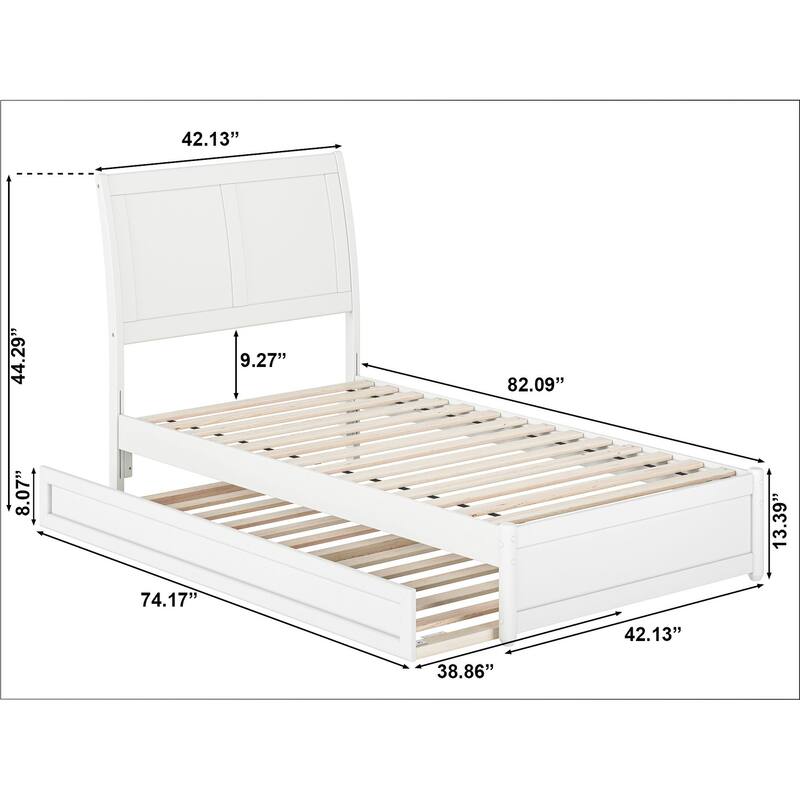 Andorra Platform Bed with Panel Footboard and Twin Trundle