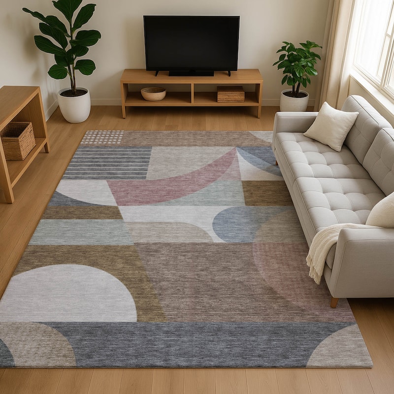 Premium Washable Super Soft Abstract Geo Mayfield Rug - Mocha - 3' x 5'