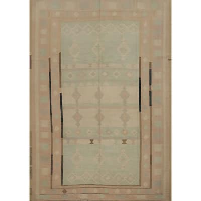 Hand Woven Oriental 100% Wool Carpet Southwestern Tribal Green Kilim Area Rug - 9' 10'' X 8' 4''