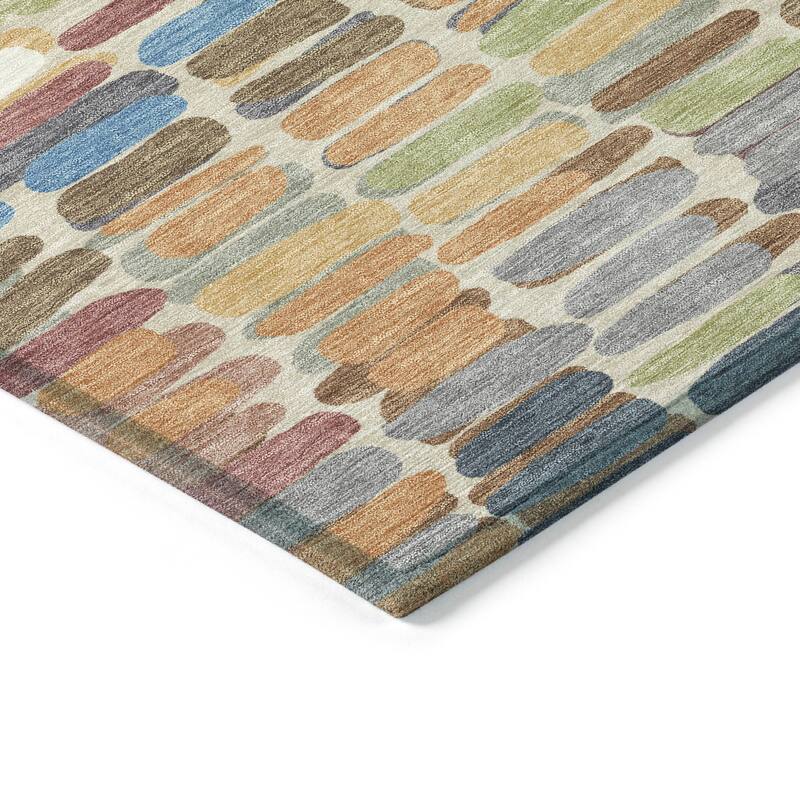 Machine Washable Indoor/ Outdoor Modern Caps Chantille Rug