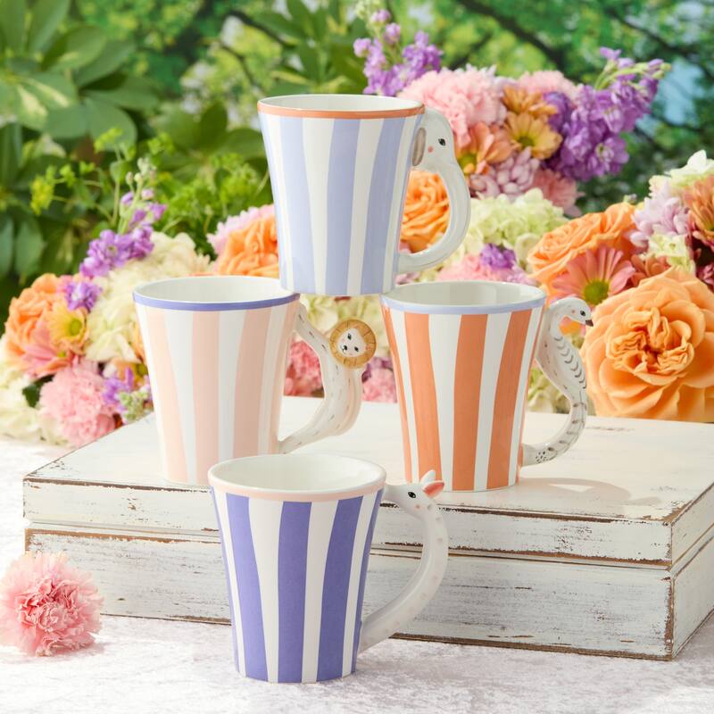 Certified International Menagerie 14 oz. Mugs, Set of 4 Assorted Designs