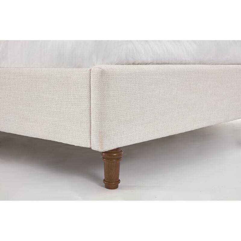 Elegant Upholstered Bed with Wingbacks and No Box Spring for Relaxing