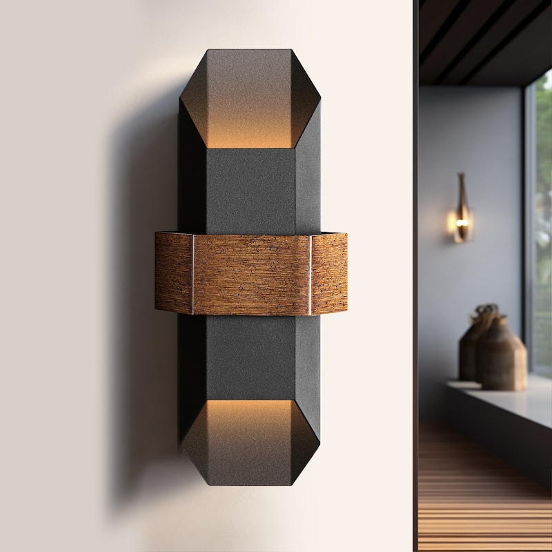 2-Light Matte Black Iron LED Outdoor Wall Light(2 Pack) - Matte Black