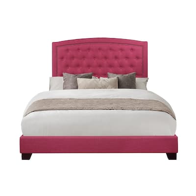 Chase Pink Fabric Upholstered Tufted Bed